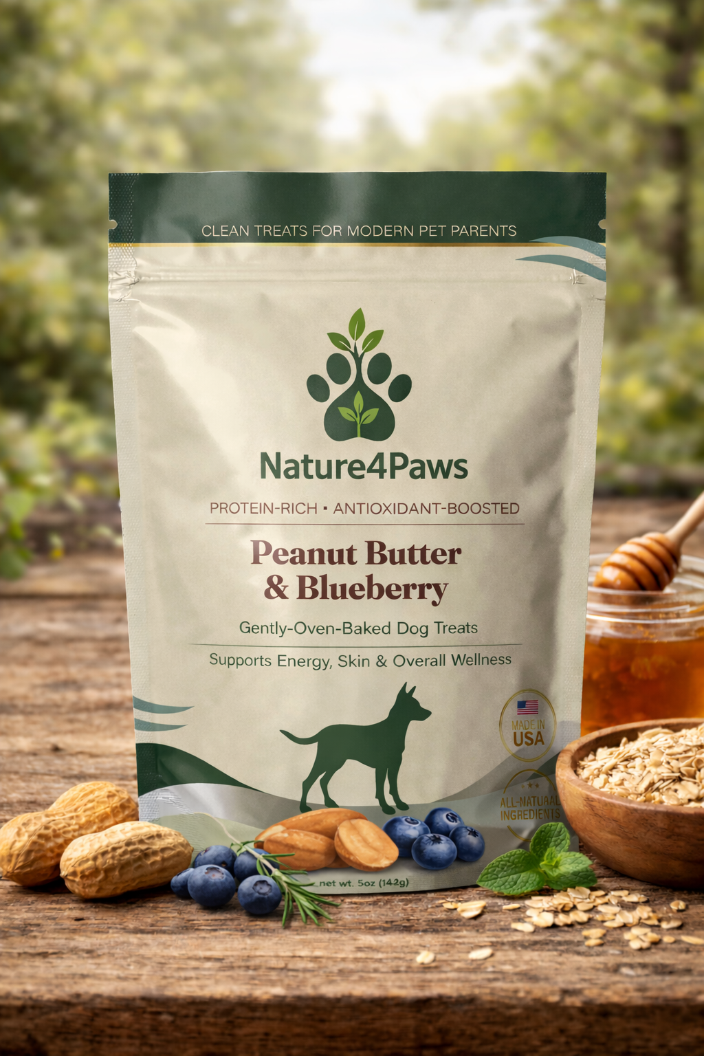 Nature4Paws Natural Peanut Butter & Blueberry Dog Treats